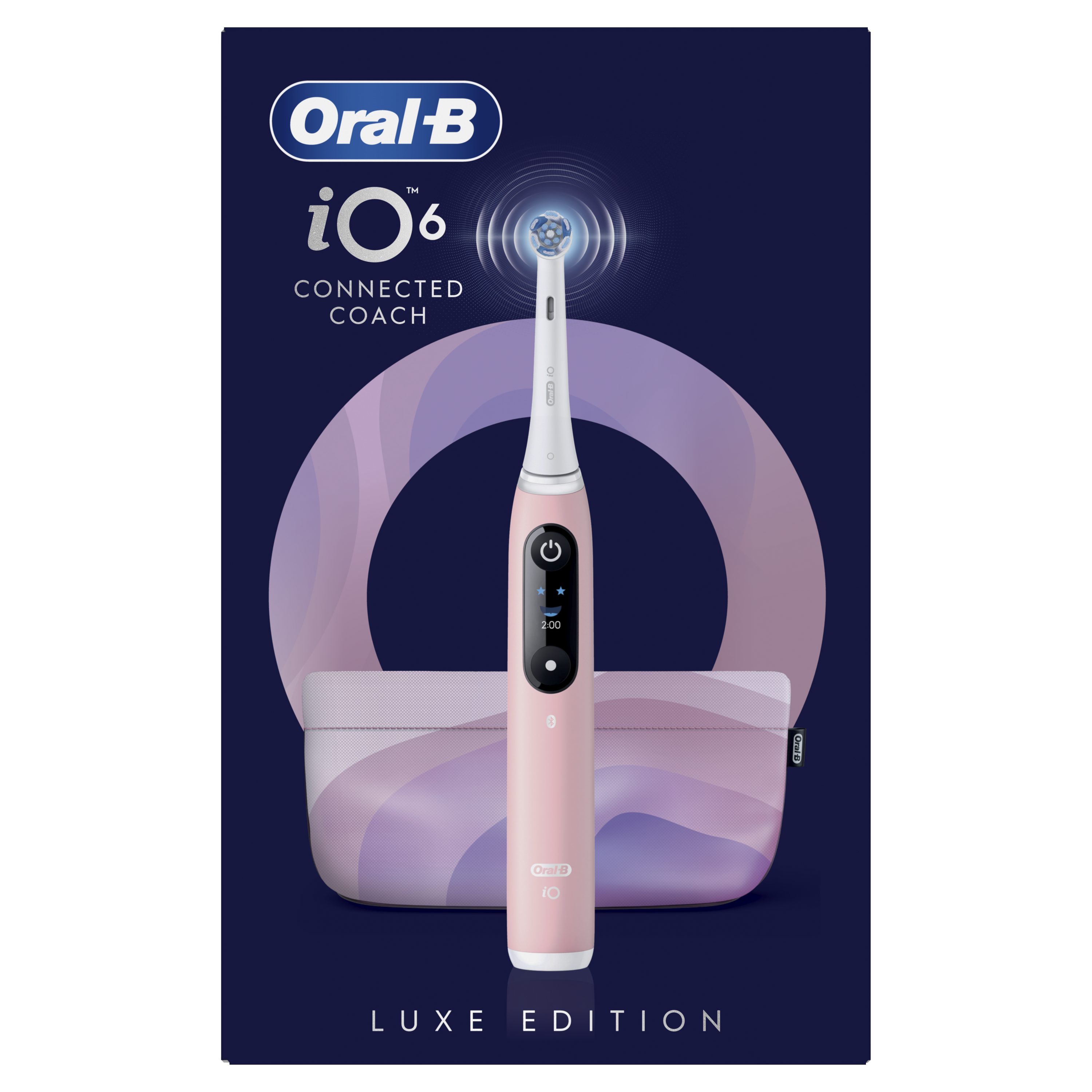 Oral-B iO6 Electric Toothbrush , 1 Toothbrush Head & Travel Case, 5 Modes with Ultra-Sensitive, UK 2 Pin Plug, Pink Sand Special Edition