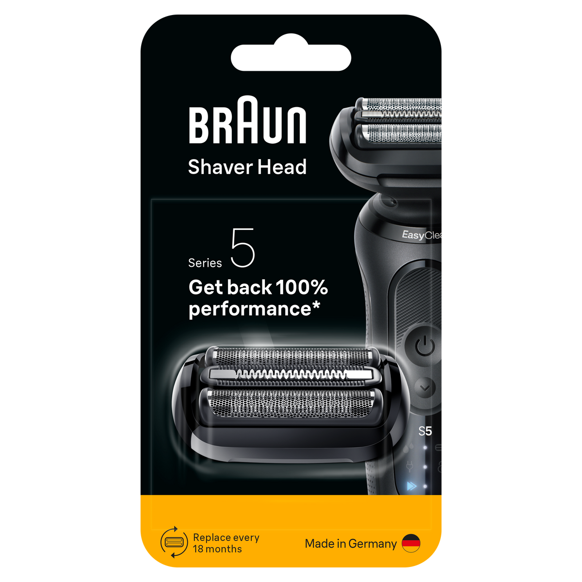 Braun 54B Replacement Cassette Head for New Model Series 5 Shavers - Black - Made In Germany
