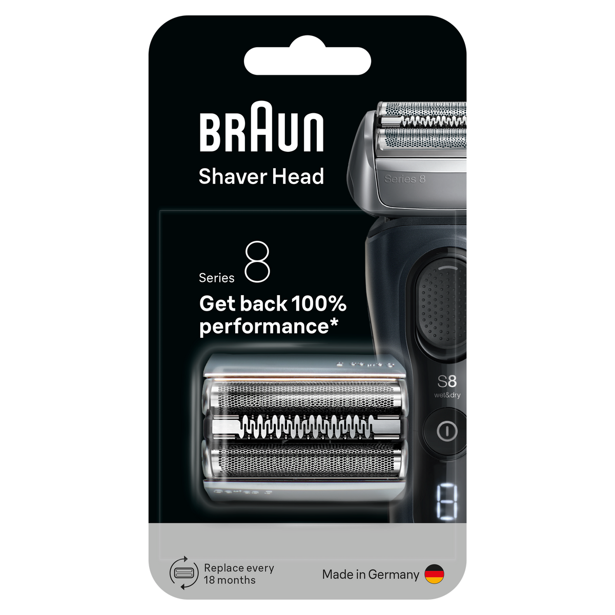 Braun Men's 83M Series 8 Foil and Cutter Cassette Replacement Head - Silver - Made In Germany - Healthxpress.ie