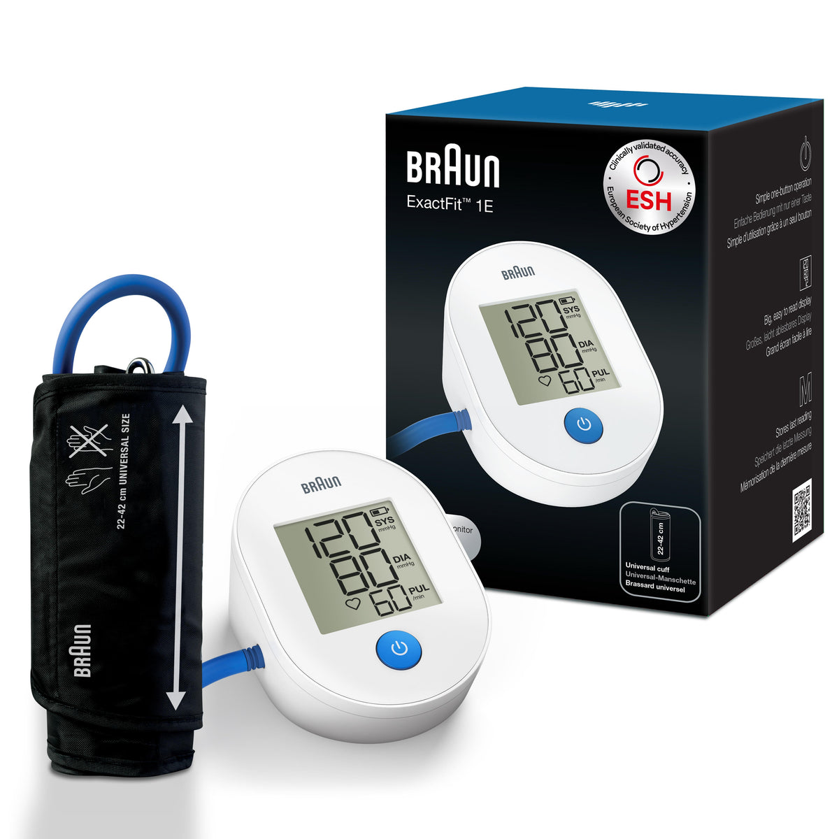 Braun BUA4000EU ExactFit 1E Automatic Blood Pressure Monitor, Clinically Validated 22-42cm Cuff - Healthxpress.ie