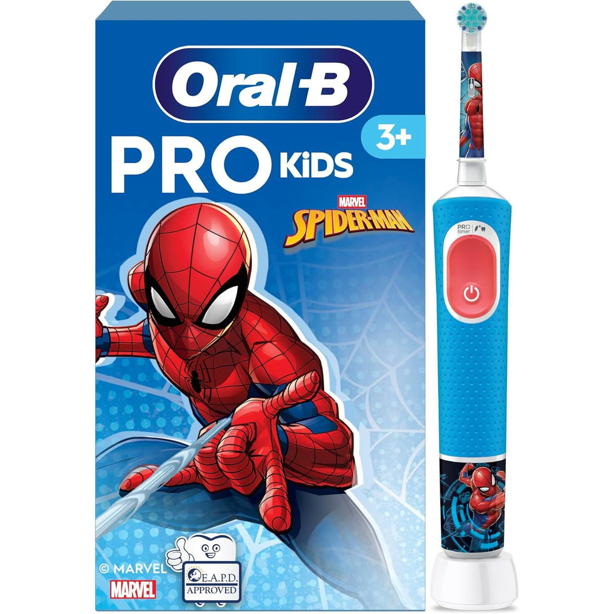 Oral-B Pro Kids Electric Toothbrush, 1 Handle Featuring Marvel Spider-Man, 1 Toothbrush Head, Designed By Braun, For Ages 3+
