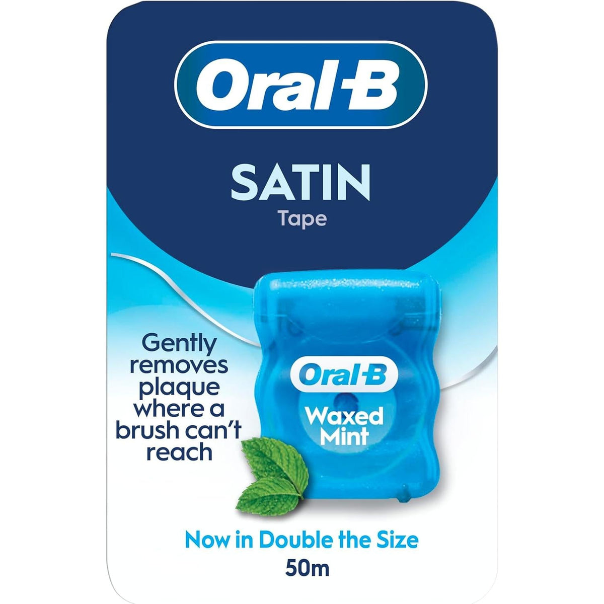 Oral-B Satin Tape Dental Floss - Comfort Grip, Easy Use - Cool Mint, 50M - New Bigger Size