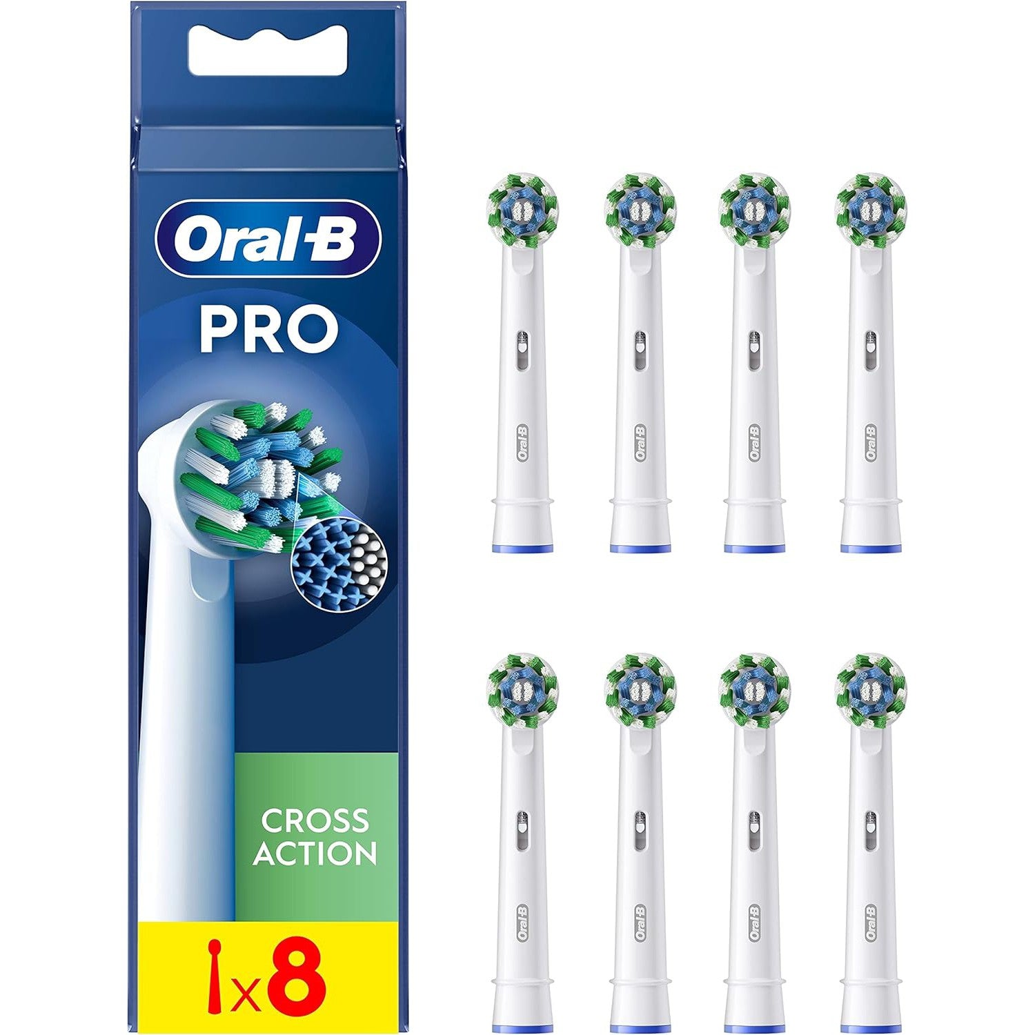 Oral-B Pro Cross Action 8pk EB50RX-8 Electric Toothbrush Head Plaque Removal, White - Healthxpress.ie