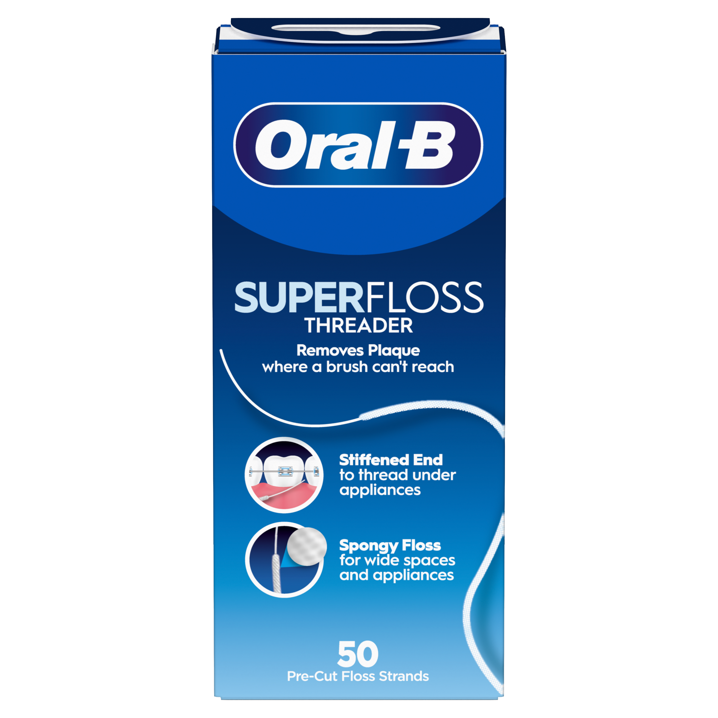 Oral-B Super Floss Threader Pre-Cut Dental Floss Strands - Stiffened End - Removes Plaque where a brush can't reach - Healthxpress.ie