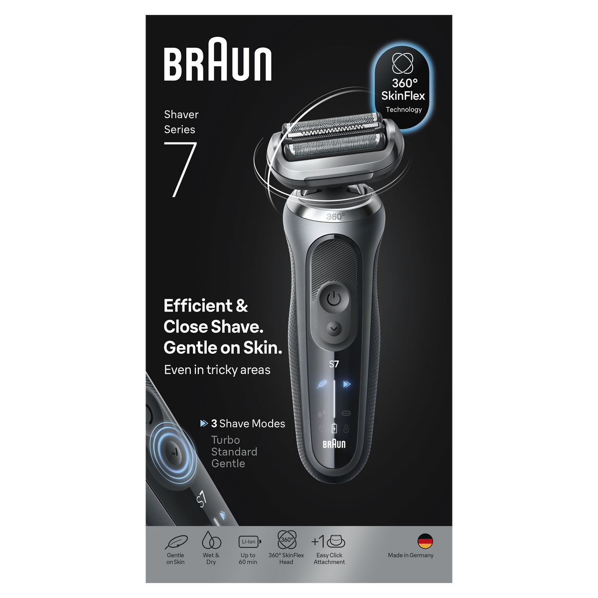 Braun Series 7 Electric Shaver, +1 Attachment, 72-G1200S, Grey