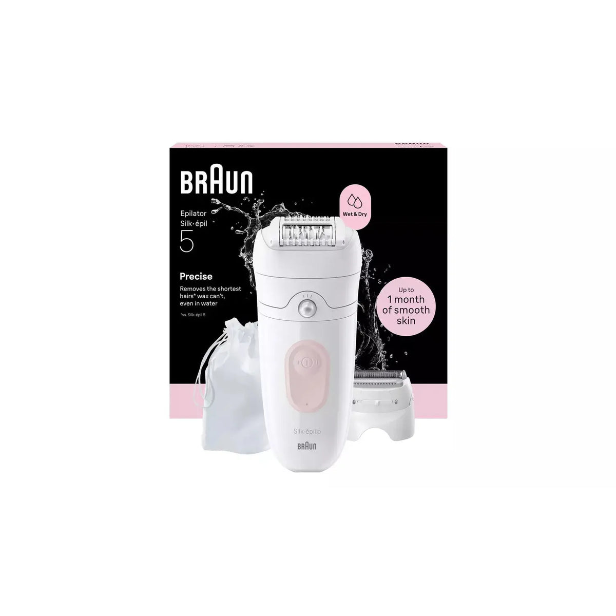 Braun Silk·épil 5, Wet & Dry Epilator, Easy Hair Removal, Lasting Smooth Skin, SE5-041, Flamingo Pink