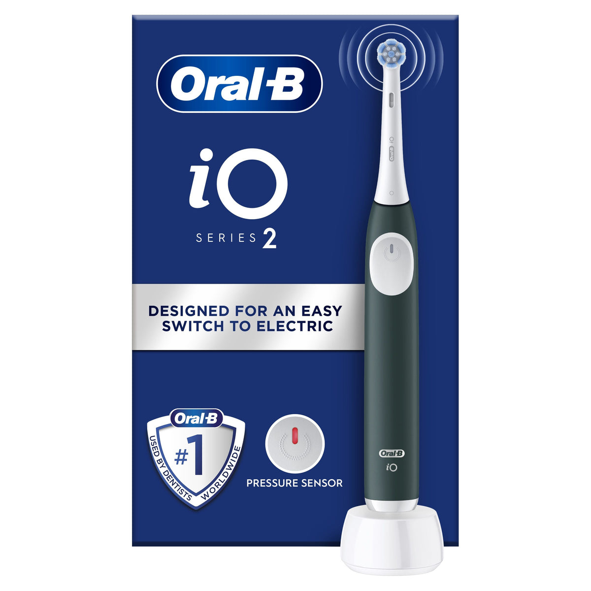 Oral-B iO2 Forest Green Electric Toothbrush, 1 Toothbrush Head, Designed by Braun - Healthxpress.ie