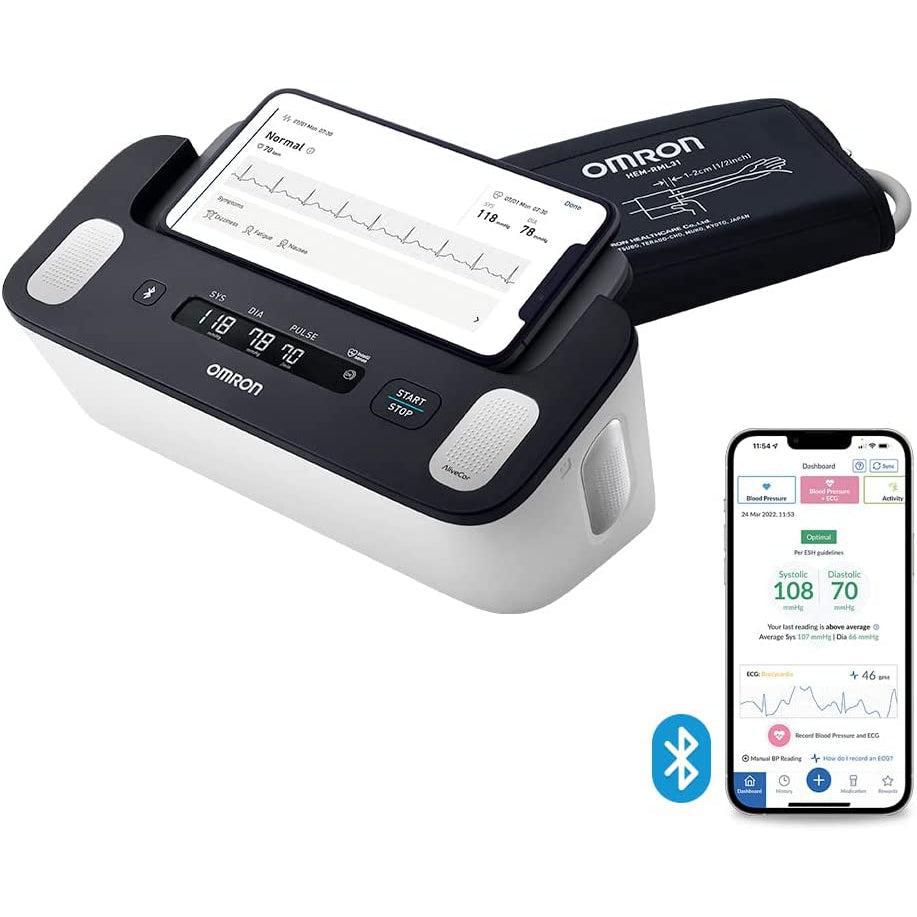 OMRON Complete Smart Home Blood Pressure Monitor and ECG for Hypertension Monitoring and AFib screening at Home - Healthxpress.ie