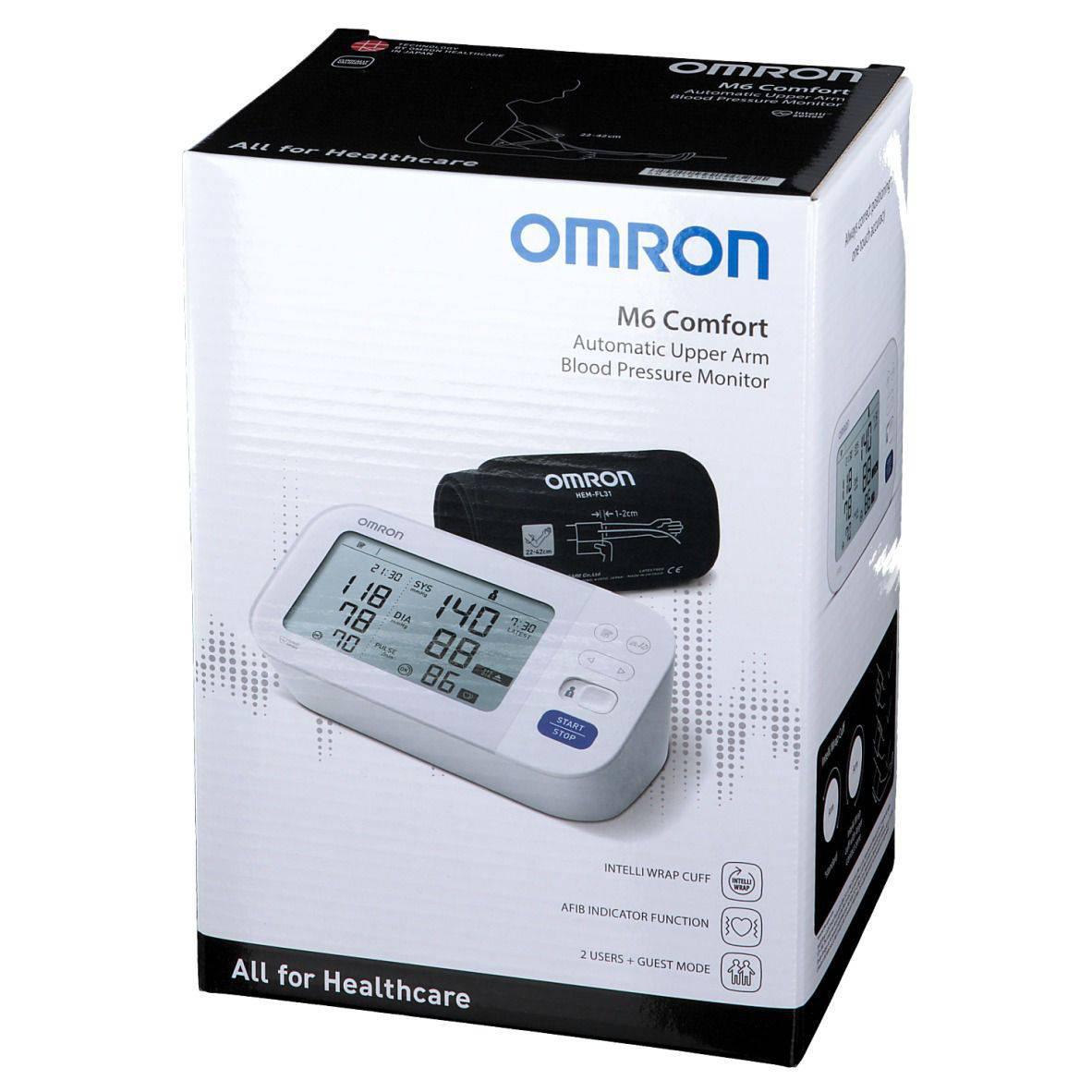 Omron M6 Comfort Digital Upper Arm Blood Pressure Monitor - 100 Readings - Intelli Wrap Cuff (22–42cm) - Healthxpress.ie