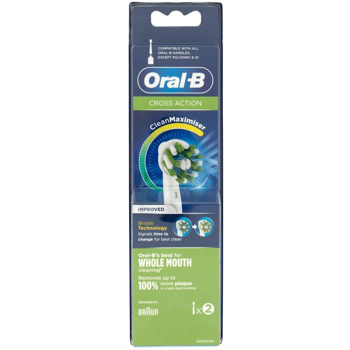 Oral-B CrossAction 2pk Replacement Toothbrush Heads - White - Healthxpress.ie