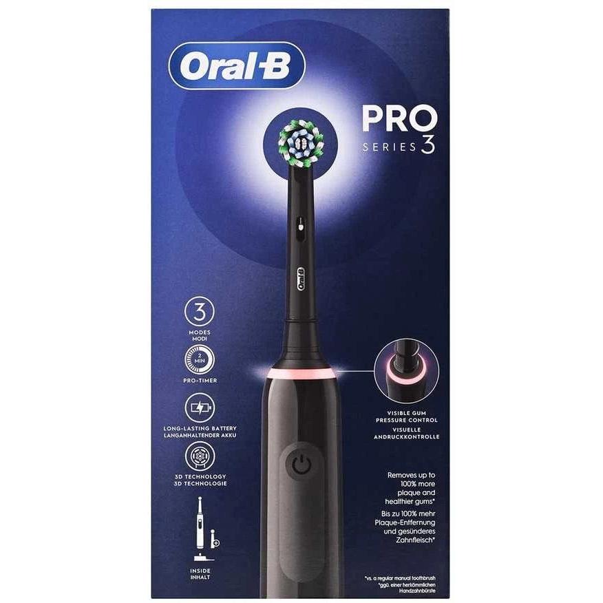 Oral-B Pro 3 Cross Action Electric Toothbrush , Smart Pressure Sensor, 2 x Toothbrush Head, 3 Modes