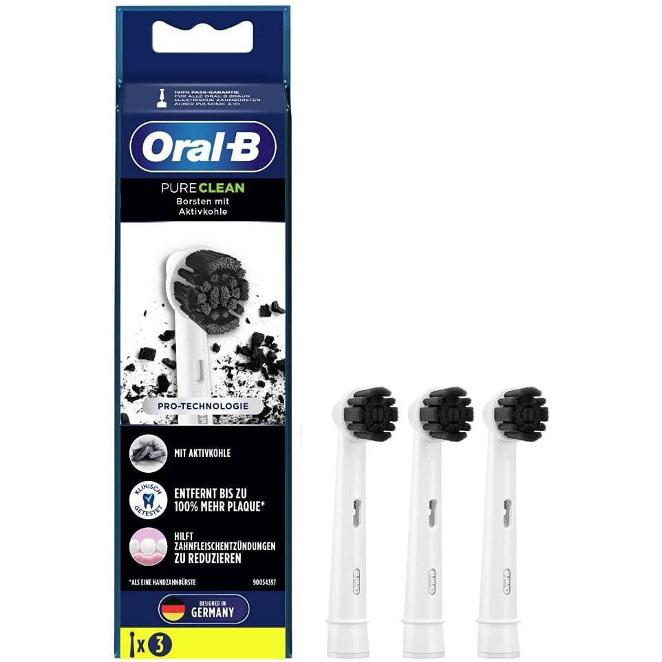 Oral-B Pure Clean Charcoal Toothbrush Heads 3 Pack - Healthxpress.ie