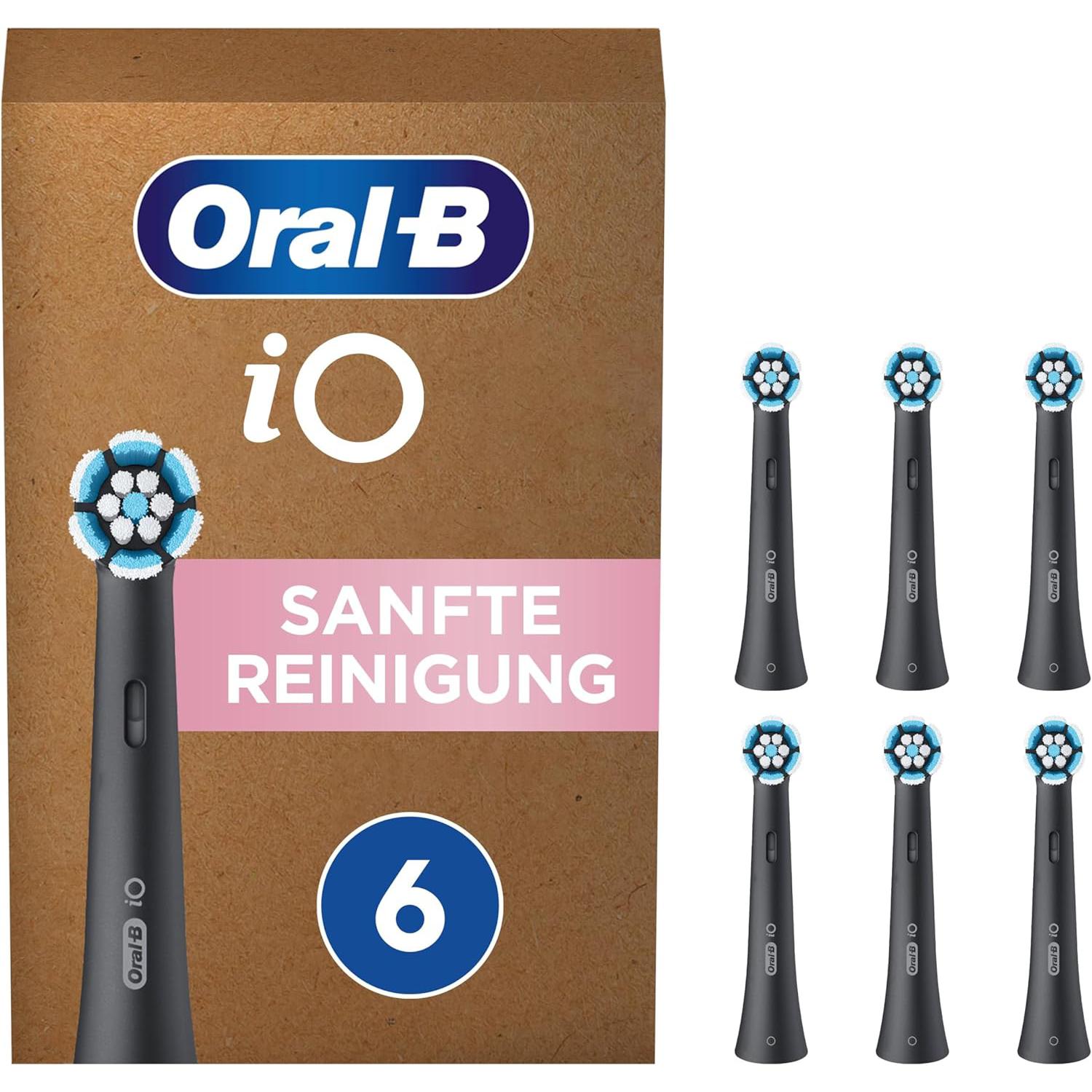 Oral-B iO 6pk Gentle Cleaning Replacement Toothbrush Heads , Original Toothbrush Attachment for Oral-B iO Toothbrushes, Letterbox Packaging, Black - Healthxpress.ie