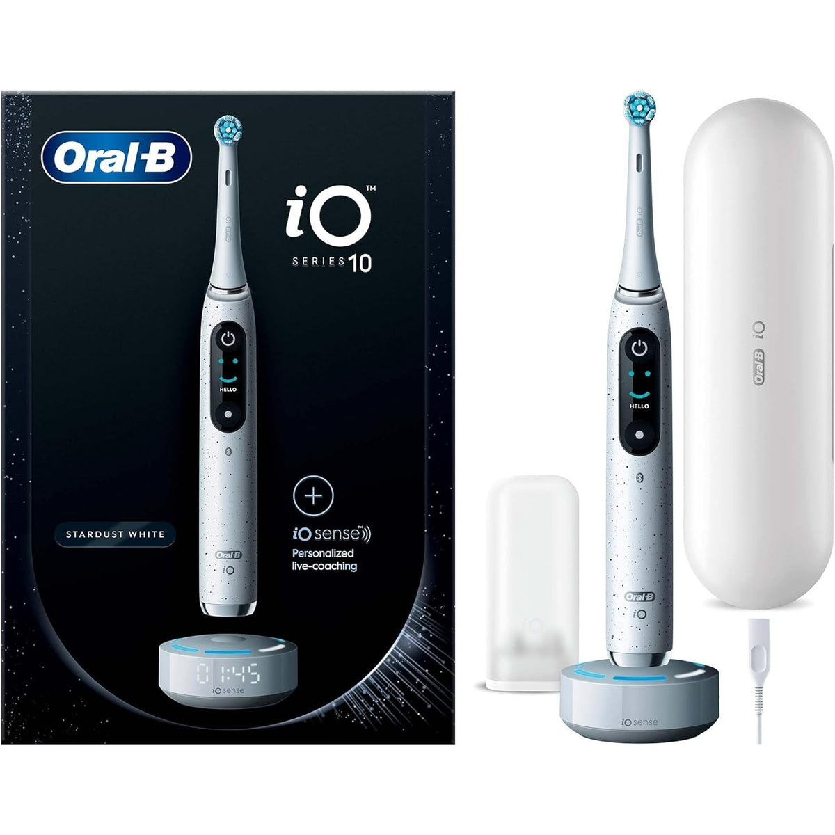 Braun Oral-B iO Series 10 Electric Rechargeable Toothbrush - Stardust White - Healthxpress.ie