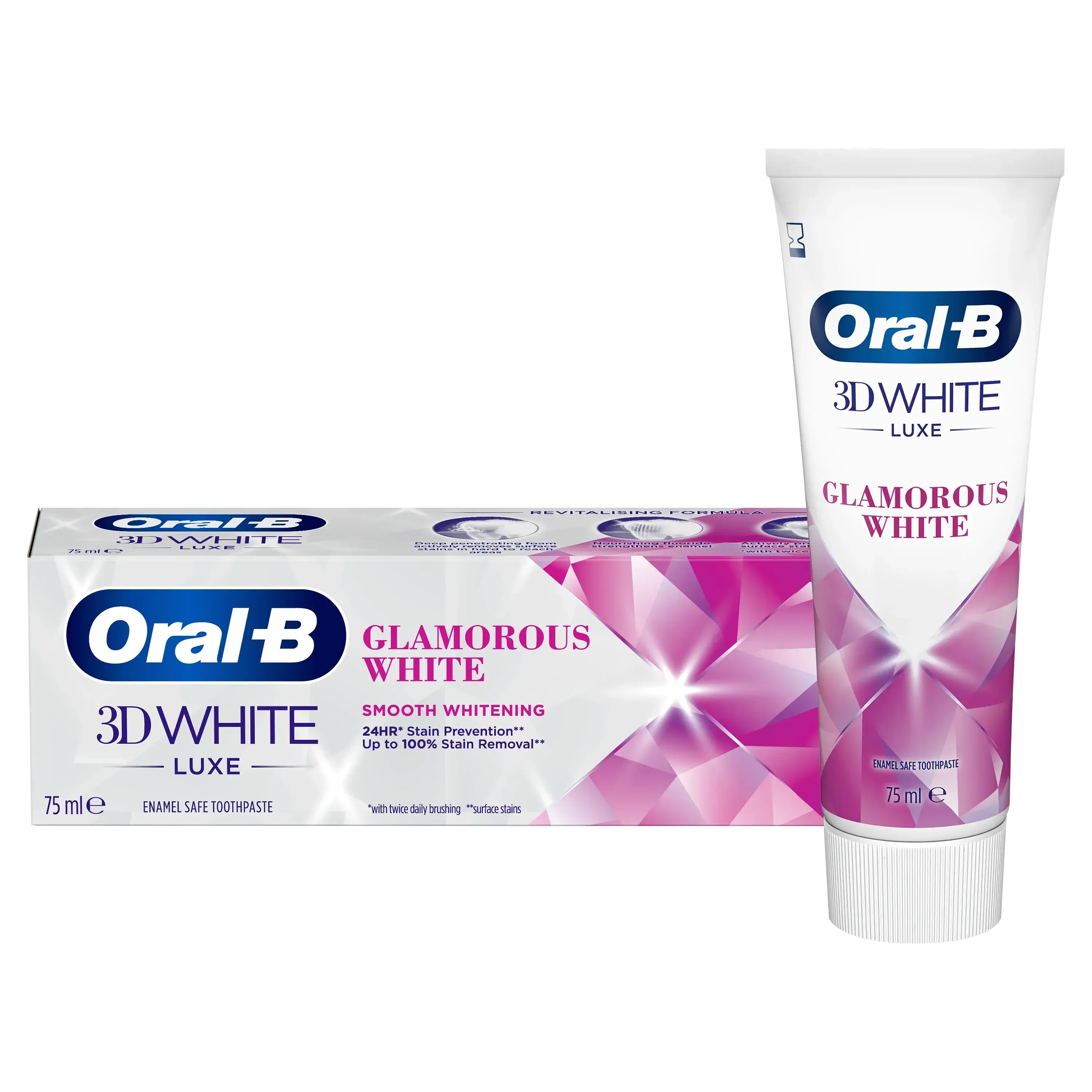 Oral-B 3D Glamorous White Toothpaste, 75ml whitening Toothpaste