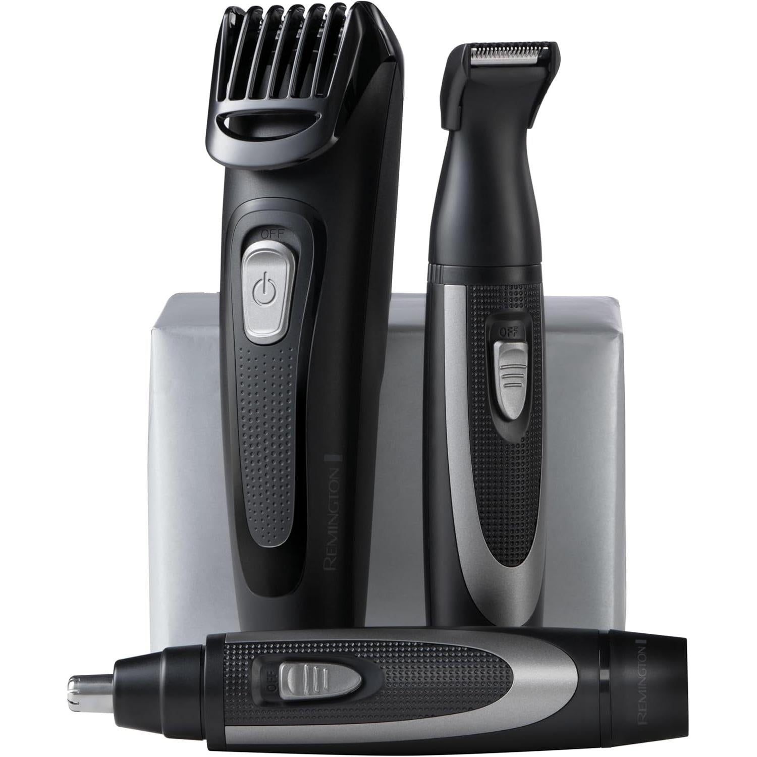 Remington Beard Trimmer Kit The Works (6 Piece Beard Trimmer with Comb (2mm-18mm), Precision Trimmer with Comb (1mm-5mm) & Nose and Ear Trimmer , USB ) MB905