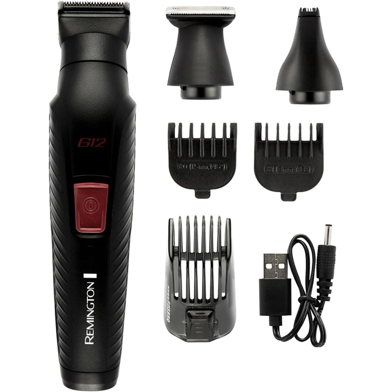 Remington 12-in-1 All-in-One Trimmer, Multi-Grooming Kit for Face, Beard, Body & Hair, 6 Attachments, Precision Detail, Nose & Ear, USB – PG2120