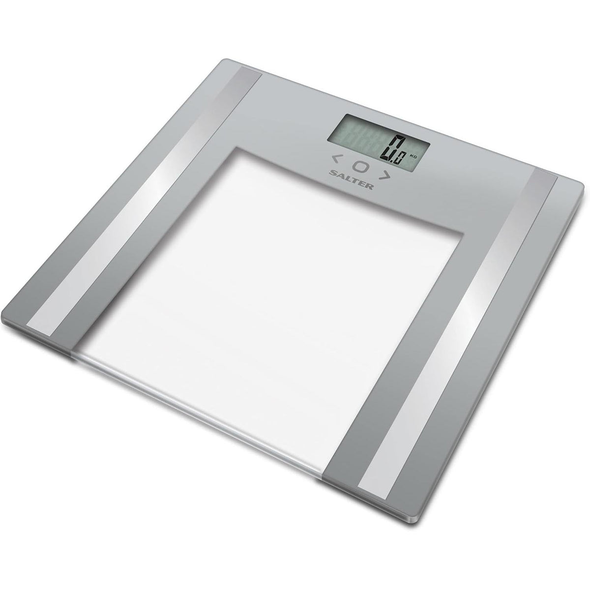 Salter 9182 SV3R Glass Analyser Scale, 150kg Capacity, Measures Body Fat/Water, Muscle/Bone Mass, BMI, 8 User Memory, Athlete Mode, Silver