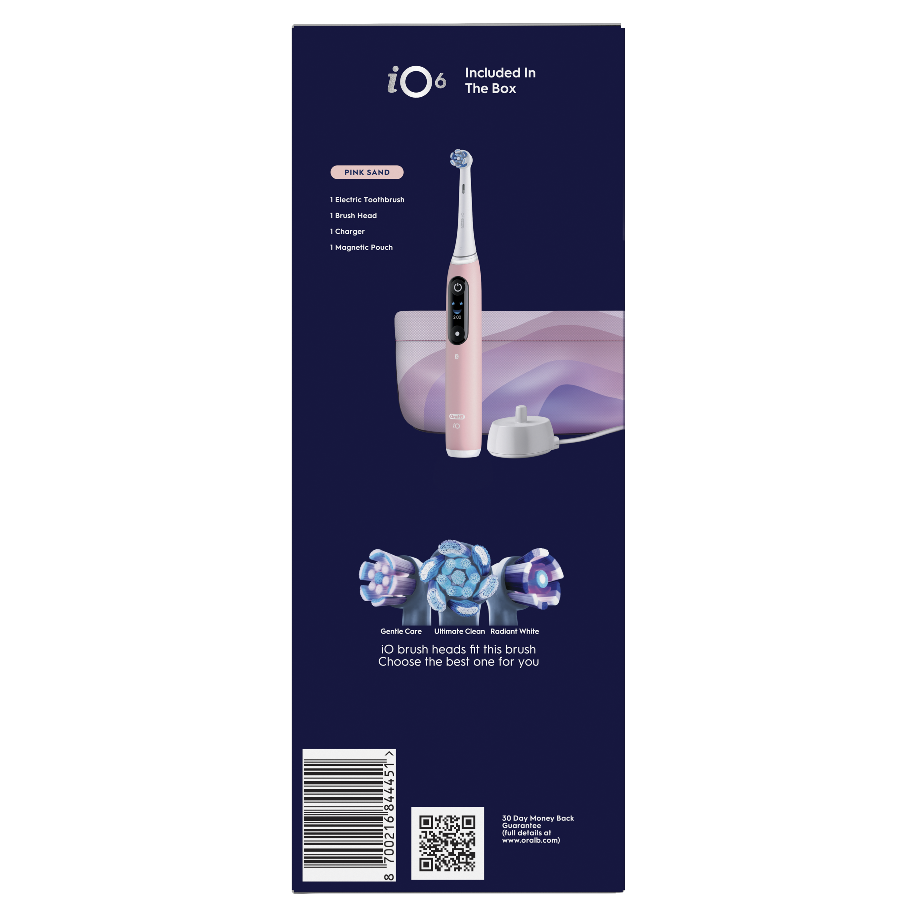Oral-B iO6 Electric Toothbrush , 1 Toothbrush Head & Travel Case, 5 Modes with Ultra-Sensitive, UK 2 Pin Plug, Pink Sand  Special Edition