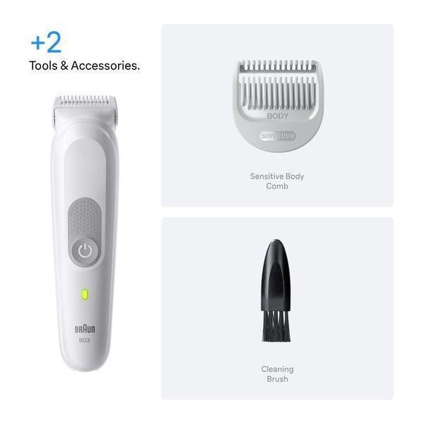 BRAUN Series 3 BG3500 Wet & Dry Body Groomer with Skinguard & Sensitive Trim  - Grey