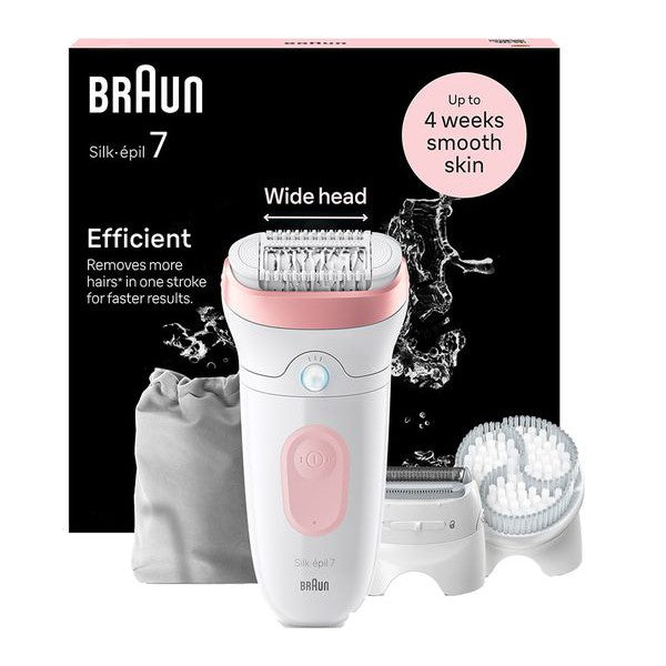 Braun Silk-epil 7 Epilator 7-060 White/Pink - With Shaver , Trimmer & Exfoliator - Healthxpress.ie