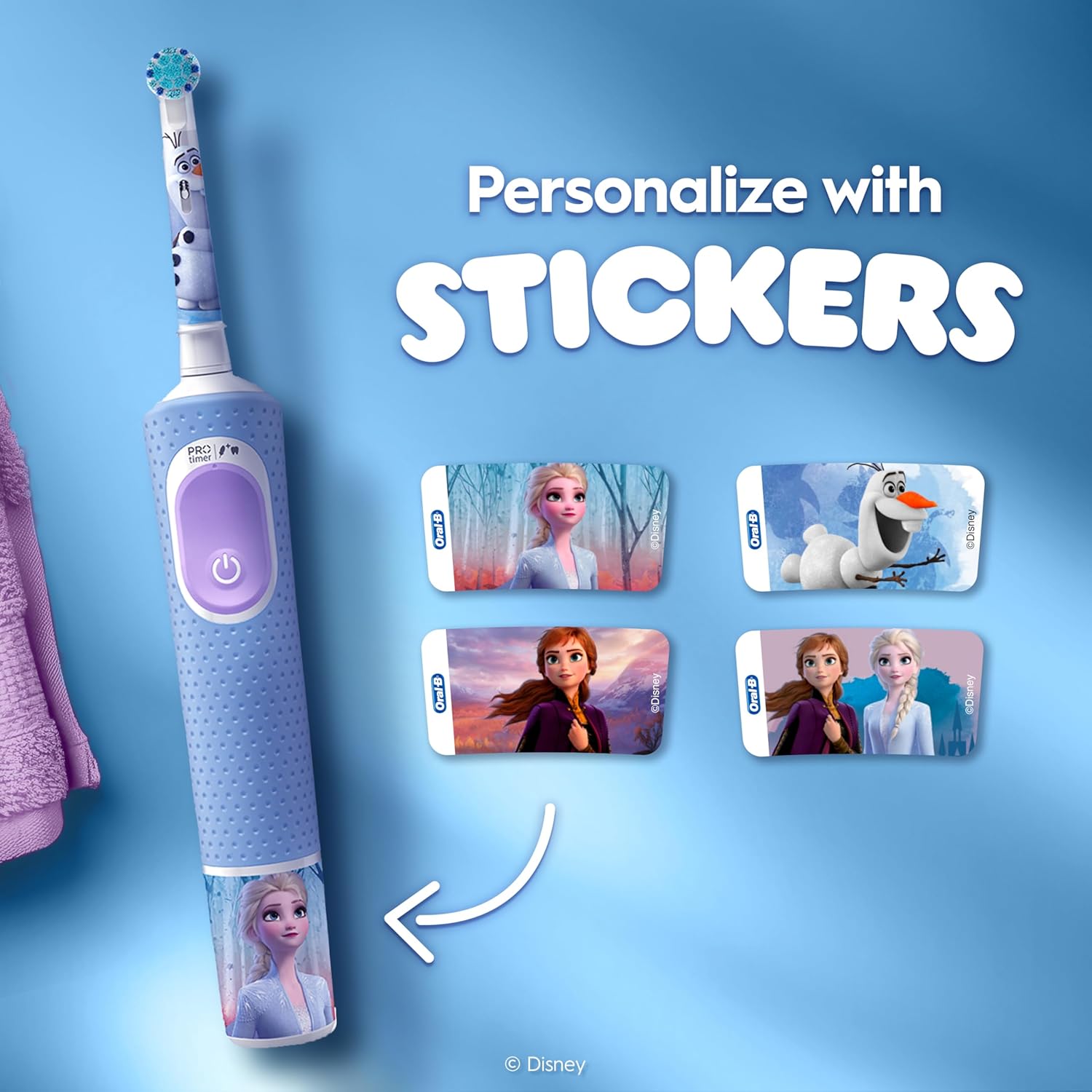 Oral-B Pro Kids Electric Toothbrush, 1 Handle with Frost, 1 Toothbrush Head, Designed by Braun, for Ages 3+