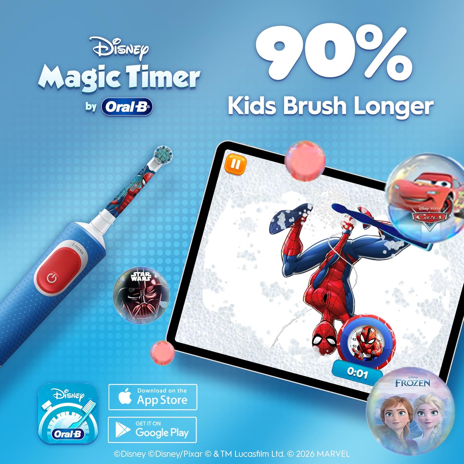 Oral-B Pro Kids Electric Toothbrush, 1 Handle Featuring Marvel Spider-Man, 1 Toothbrush Head, Designed By Braun, For Ages 3+