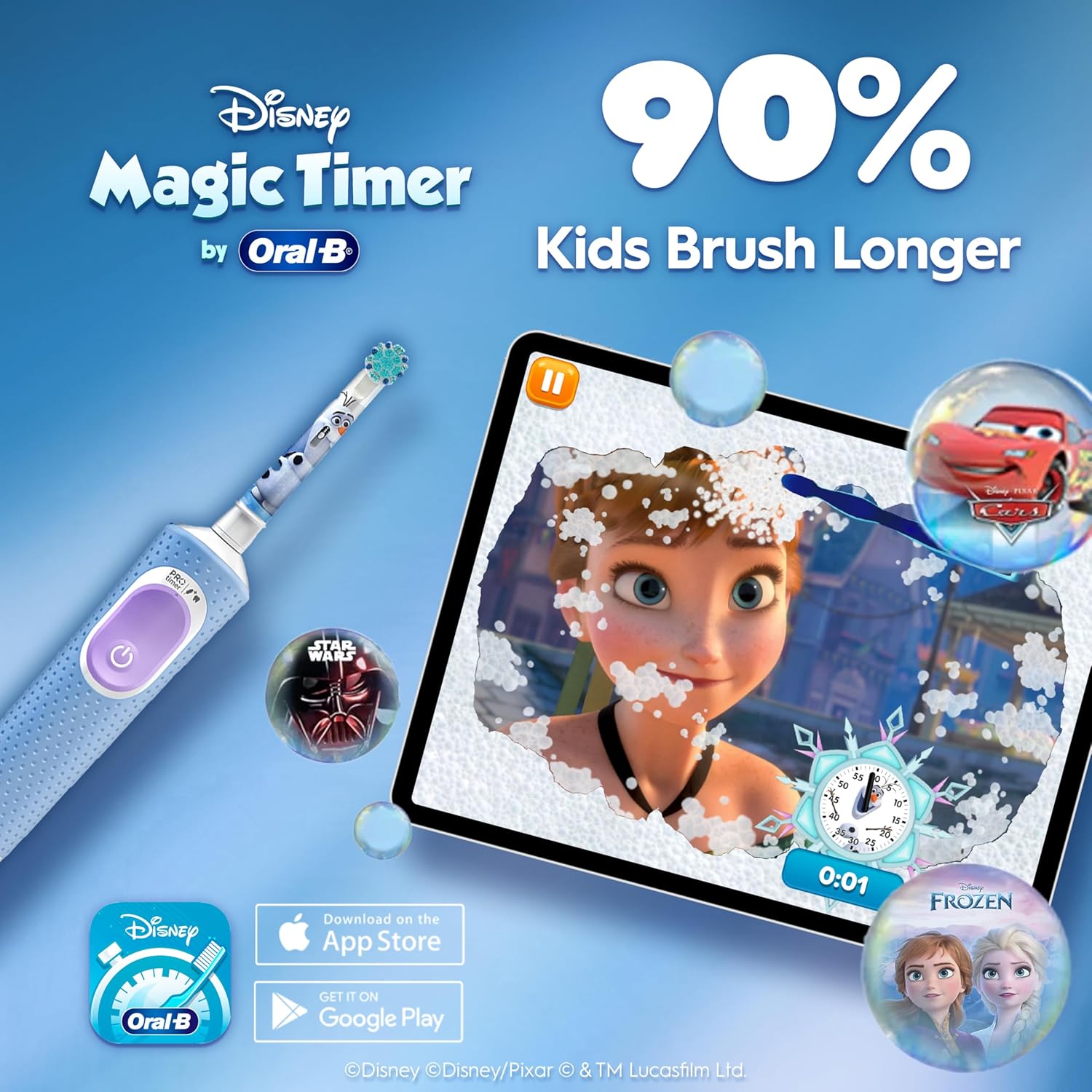 Oral-B Pro Kids Electric Toothbrush, 1 Handle with Frost, 1 Toothbrush Head, Designed by Braun, for Ages 3+