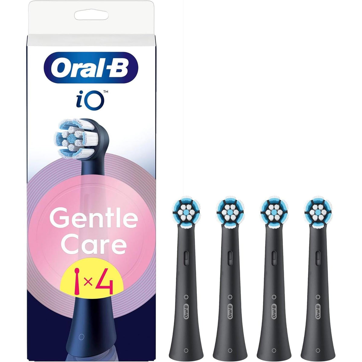 Oral-B iO 4pk Gentle Cleaning Toothbrush Heads ,Soft Bristles for Sensitive Gums for Sensational Mouth Feeling - Black
