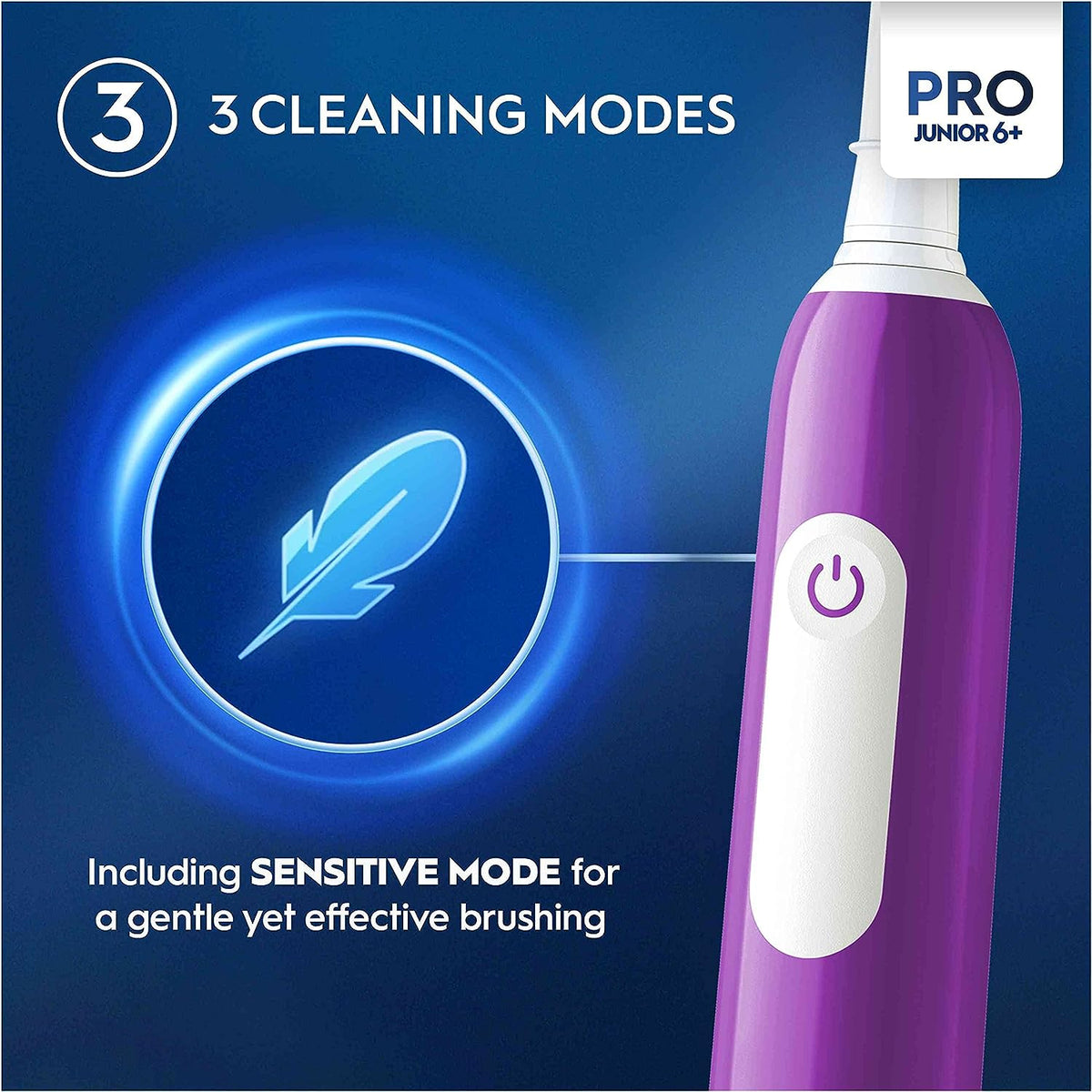 Oral-B Pro Junior Kids Electric Toothbrush, Sensitive Mode, For Ages 6+, Purple - Healthxpress.ie