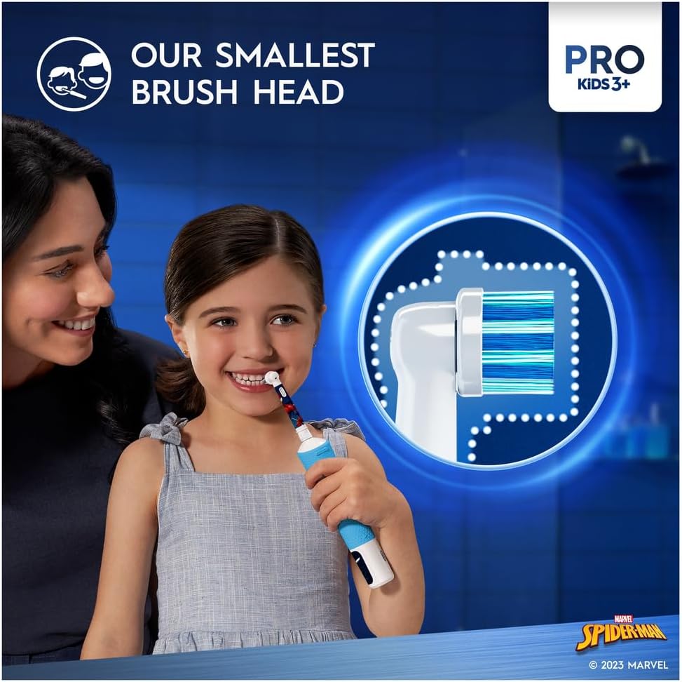 Oral-B Pro Spiderman Kids Electric Toothbrush with Travel Case For Ages 3+ - Blue - Healthxpress.ie