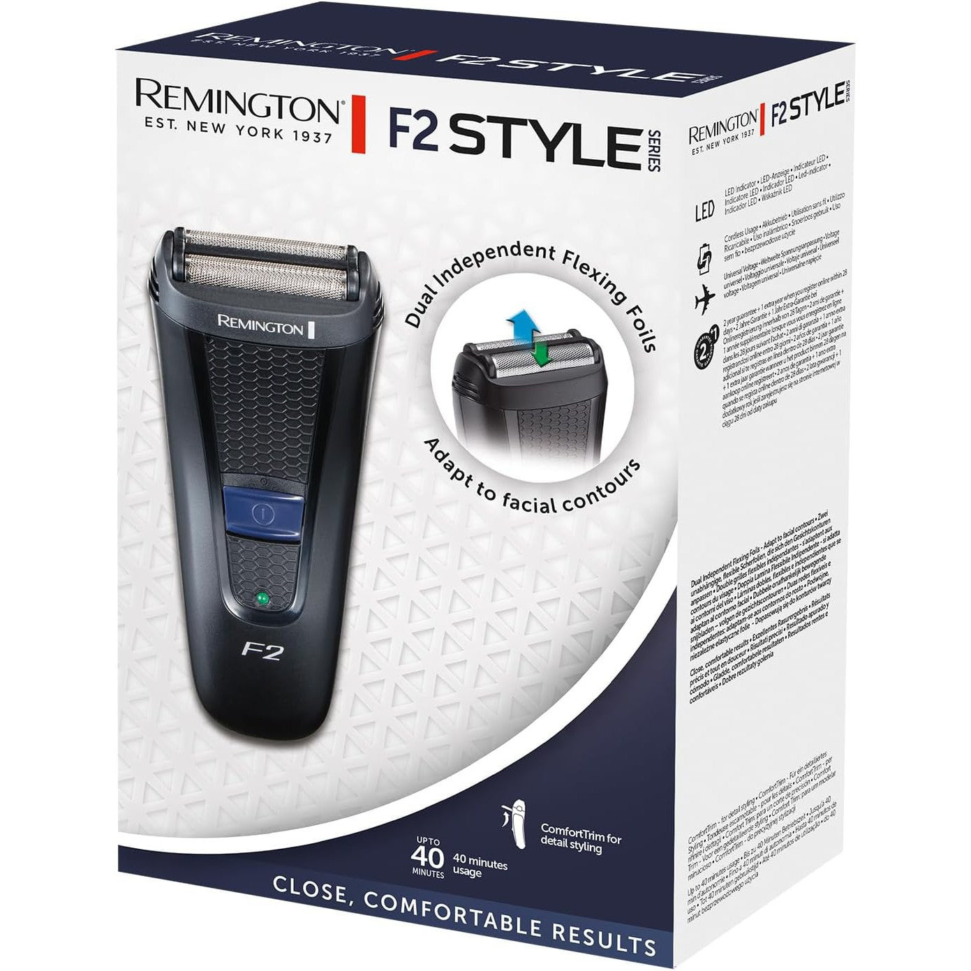 Remington Style Series F2 Foil Shaver - Cordless Electric Razor for Men with Pop Up Trimmer, Rechargable, F2002 - Healthxpress.ie
