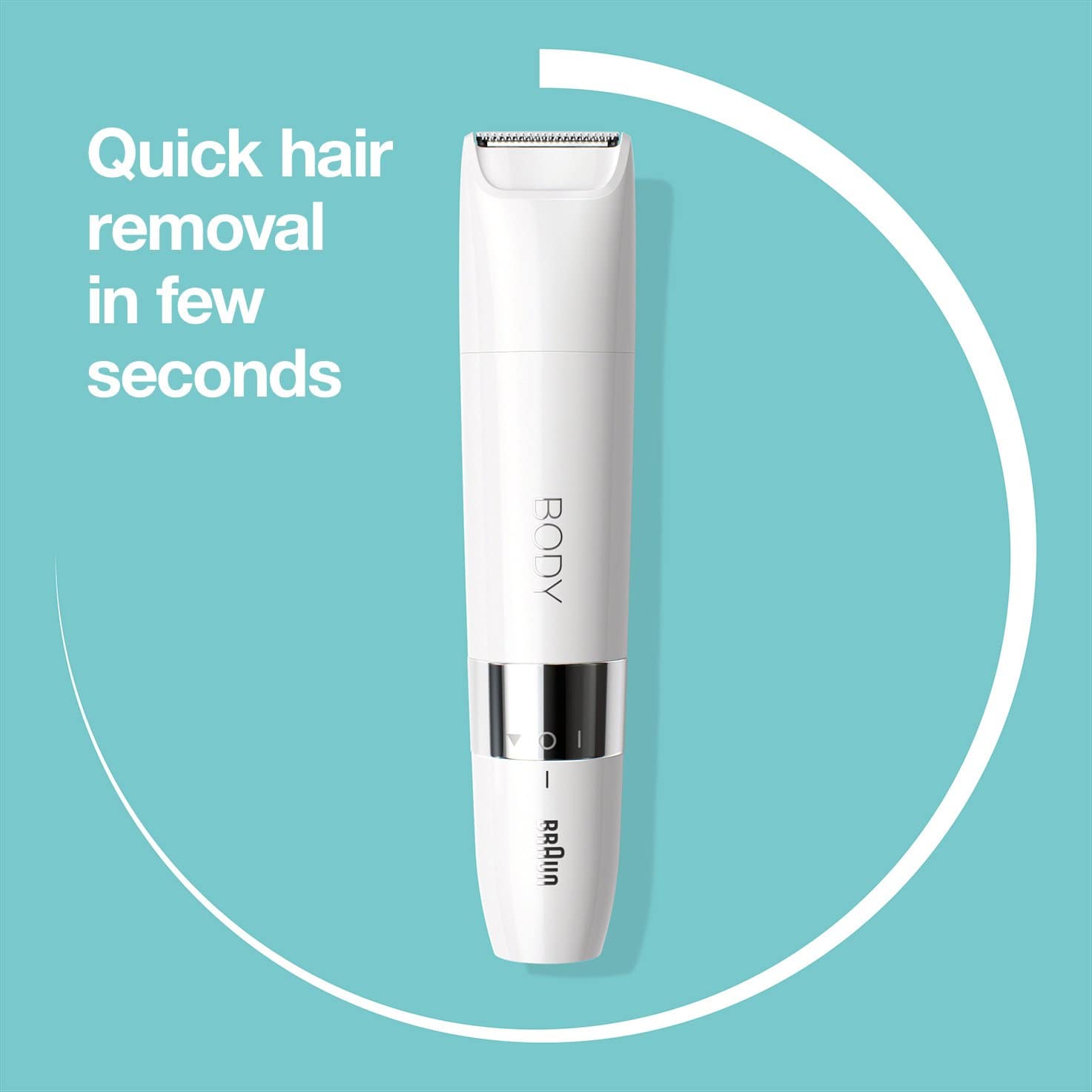 Braun BodyGroom BS1000 Wet & Dry Mini Trimmer - Quick Hair Removal - White