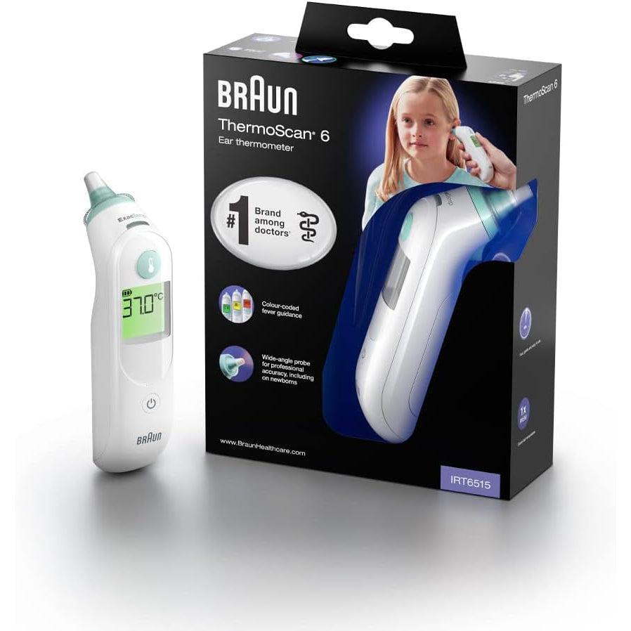 Braun IRT6515 Thermoscan 6 Thermometer w/ Lens Filters - Patented Pre-Warmed Tip - Healthxpress.ie