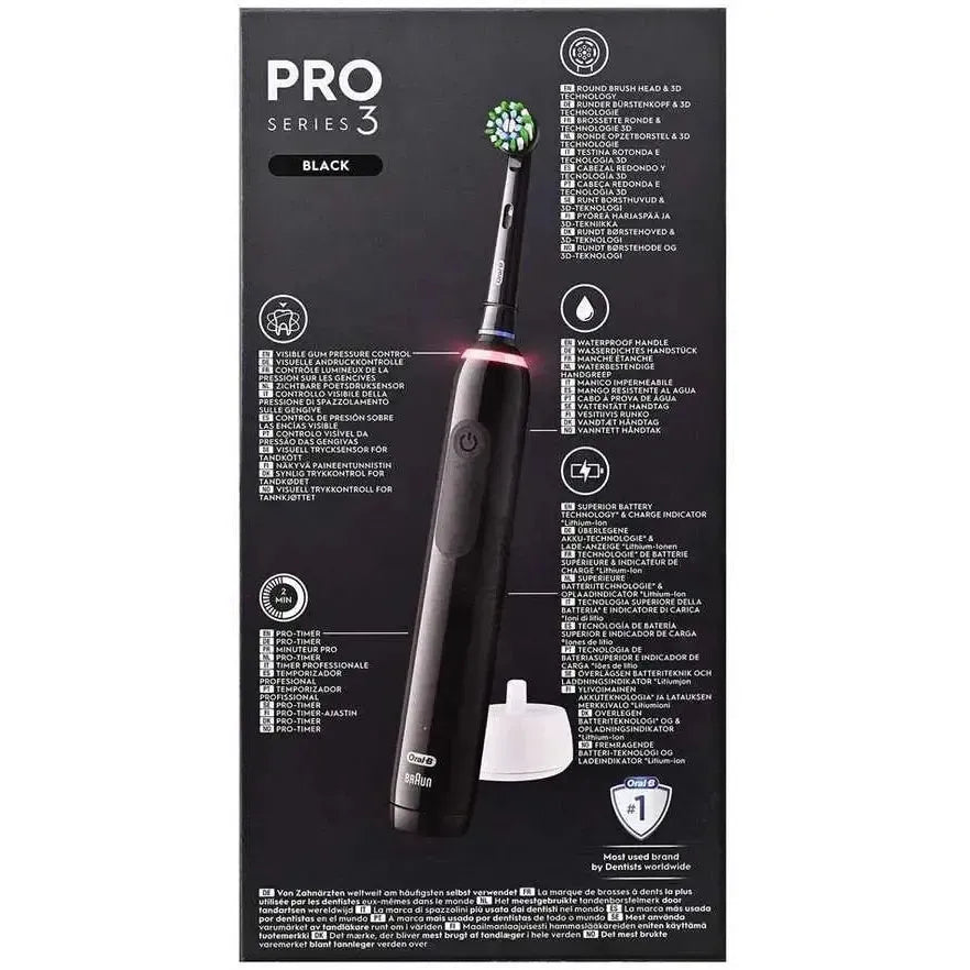 Oral-B Pro 3 Cross Action Electric Toothbrush , Smart Pressure Sensor, 2 x  Toothbrush Head, 3 Modes