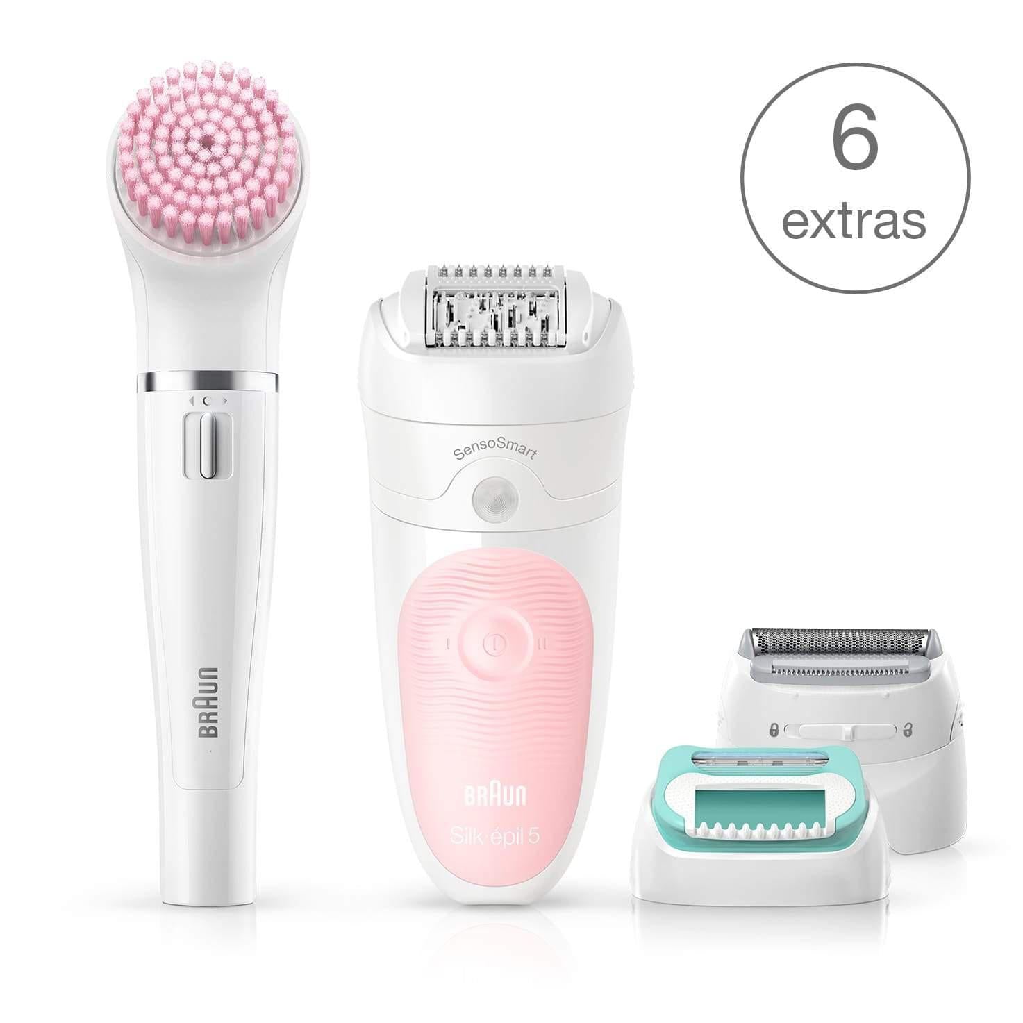 Braun Silk-épil Beauty Set 5 5/875 Wet and Dry Epilator w/ 3 Extras - Pink/White - Healthxpress.ie