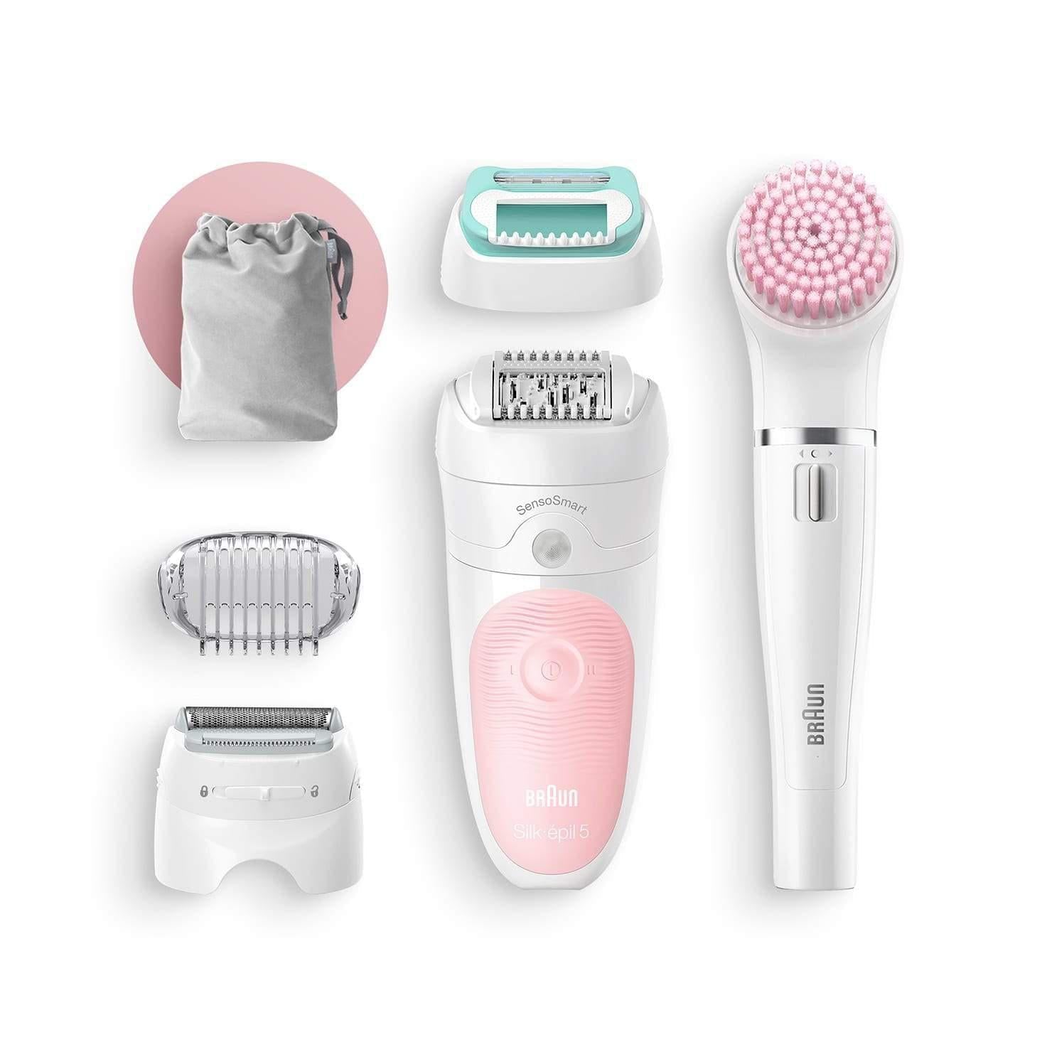 Braun Silk-épil Beauty Set 5 5/875 Wet and Dry Epilator w/ 3 Extras - Pink/White - Healthxpress.ie