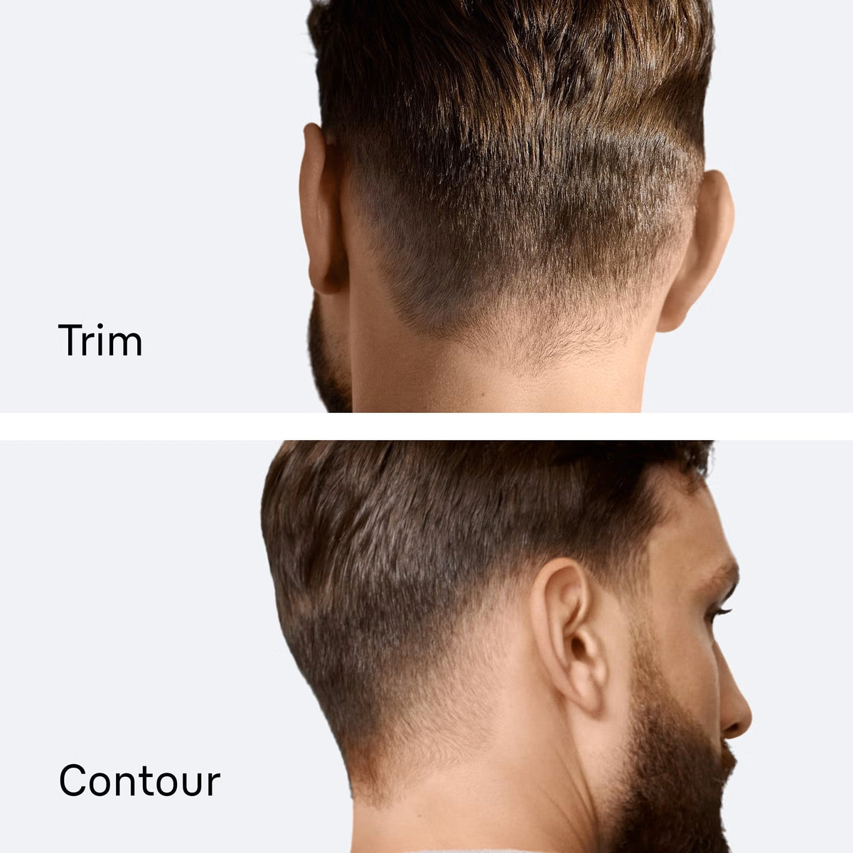 A man's haircut showing precise trimming and contouring results achieved with the Braun Series 7 hair clipper.