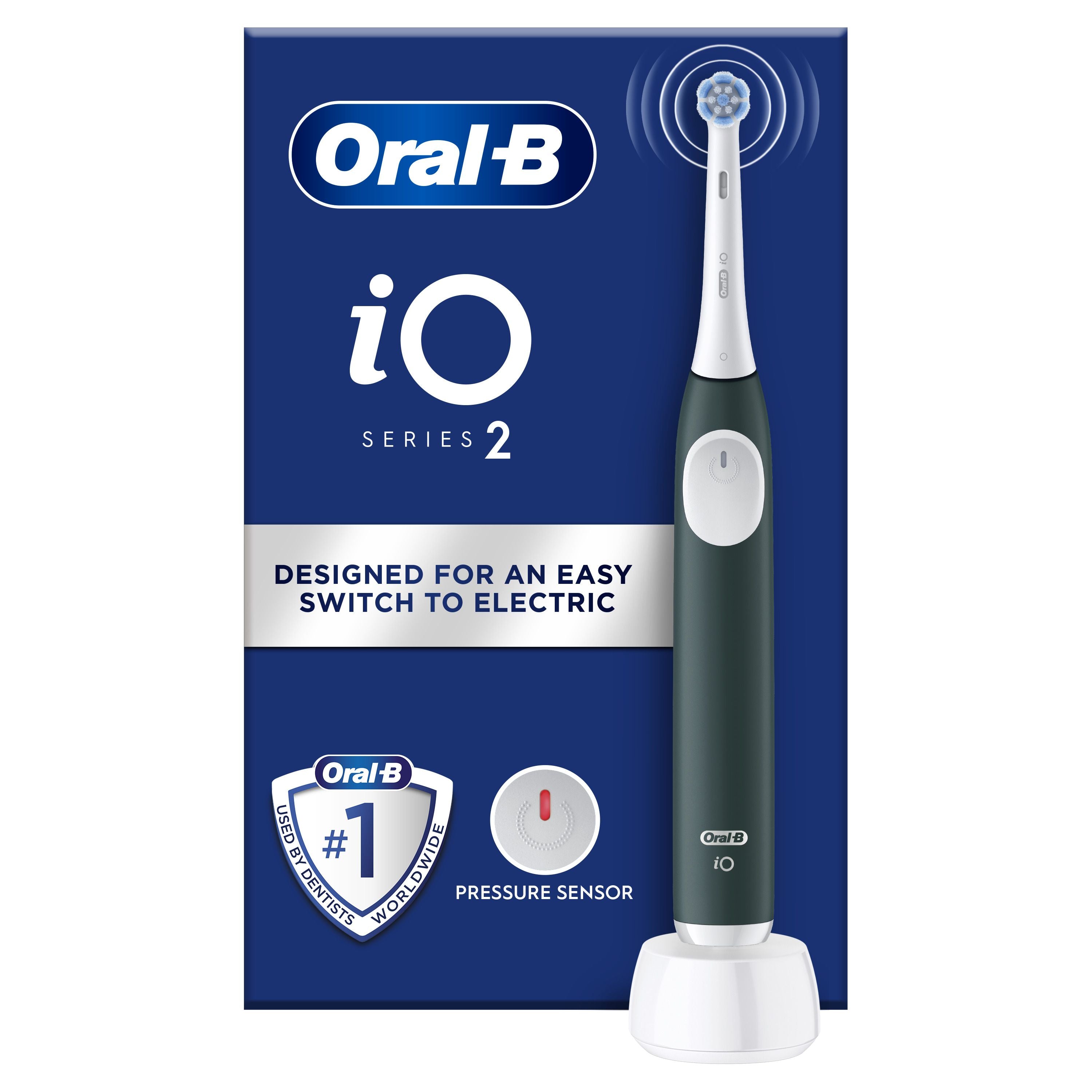 Oral-B iO2 Forest Green Electric Toothbrush, 1 Toothbrush Head, Designed by Braun - Healthxpress.ie