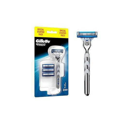 Gillette Mach3 Turbo Men's Razor Starter Pack with 4 Refills - Turbo Blades - Healthxpress.ie