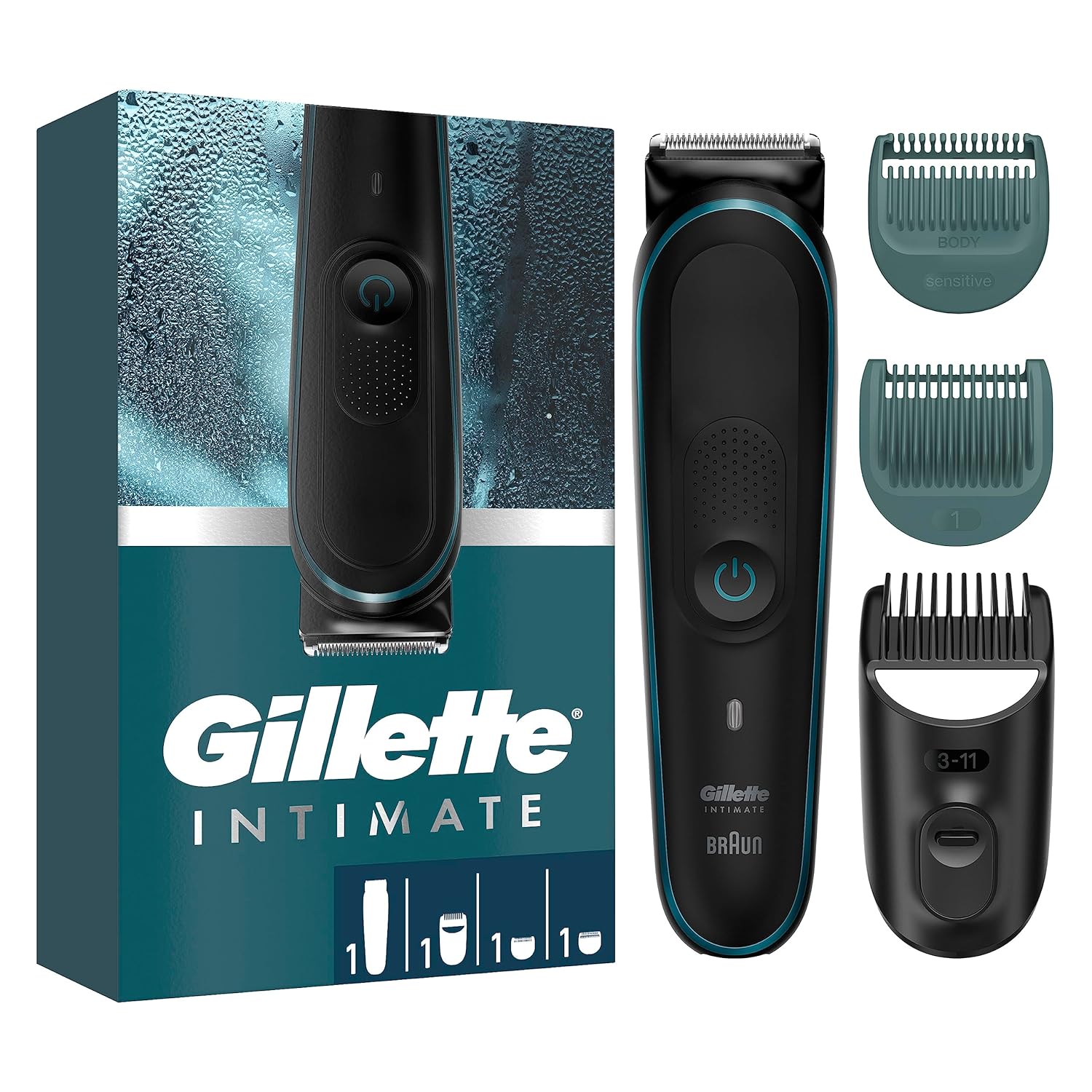 Gillette Intimate Trimmer i5, Mens Body Groomer with Lifetime Sharp Blades, Pubic Hair & Ball Trimmer for Men, Wet/Dry Use