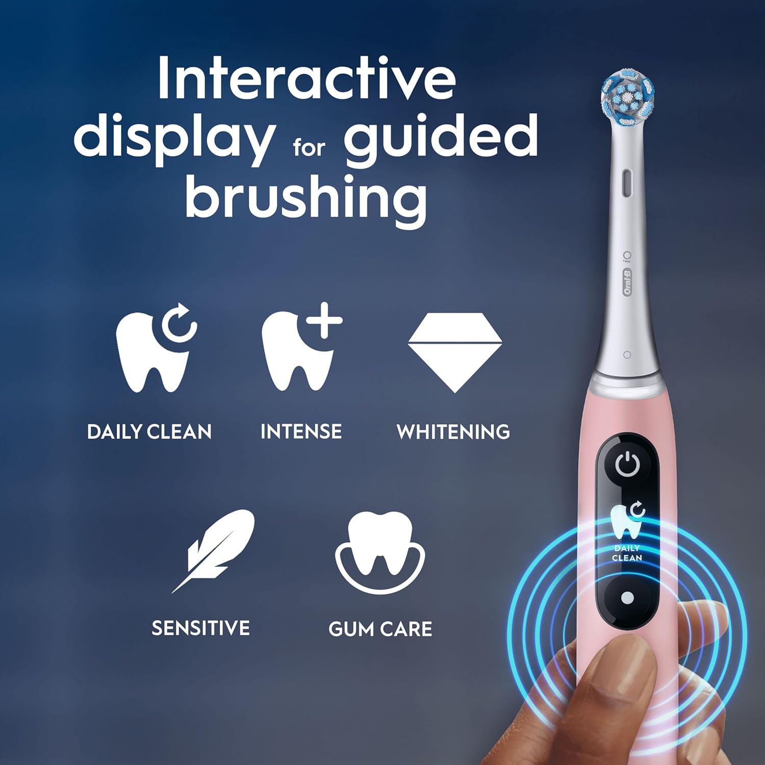 Oral-B iO6 Electric Toothbrush , 1 Toothbrush Head & Travel Case, 5 Modes with Ultra-Sensitive, UK 2 Pin Plug, Pink Sand  Special Edition