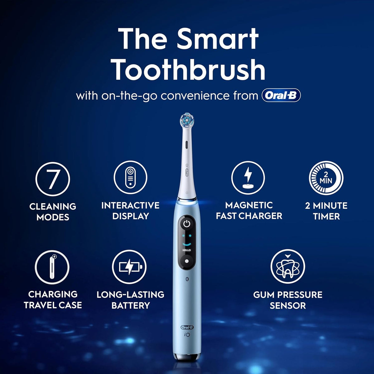 Oral-B iO9 Electric Toothbrushes , App Connected, 1 Toothbrush Head, Charging Travel Case & Magnetic Pouch, 7 Modes, 2 Pin Plug, Special Edition - Healthxpress.ie
