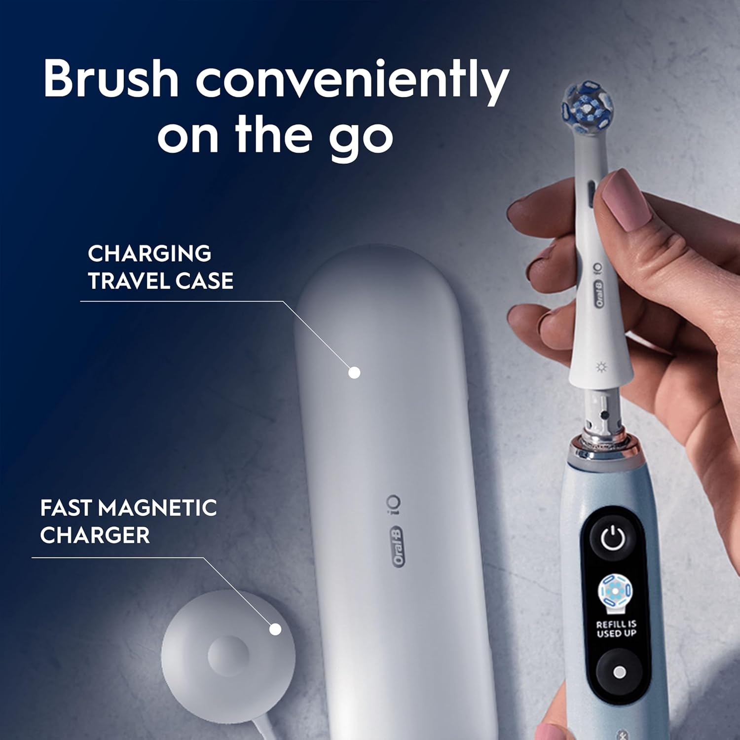 Oral-B iO9 Electric Toothbrushes , App Connected, 1 Toothbrush Head, Charging Travel Case & Magnetic Pouch, 7 Modes, 2 Pin Plug, Special Edition - Healthxpress.ie