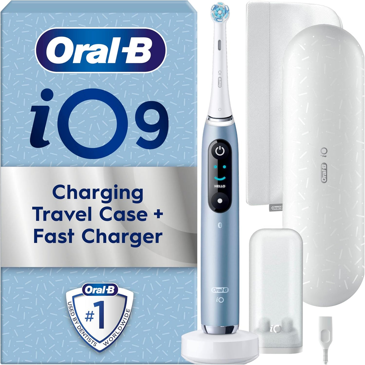 Oral-B iO9 Electric Toothbrushes , App Connected, 1 Toothbrush Head, Charging Travel Case & Magnetic Pouch, 7 Modes, 2 Pin Plug, Special Edition - Healthxpress.ie