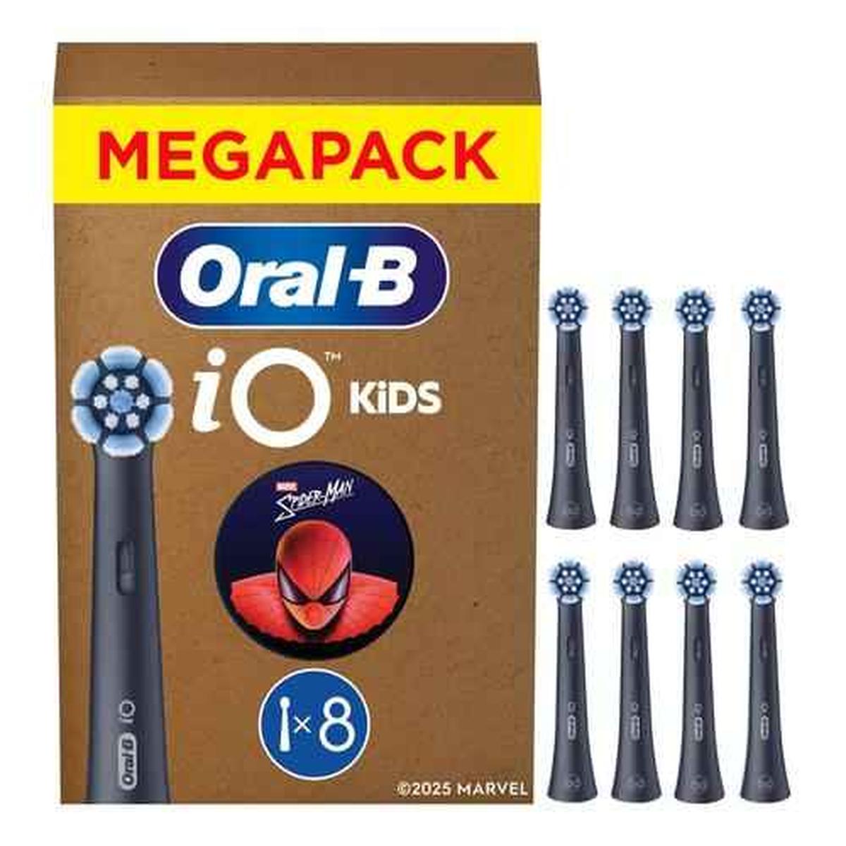 Oral-B iO Kids Marvel Spiderman 8pk Electric Toothbrush Head for Age 6+, Gentle on Wobbly Teeth and Gums for Cleaner Teeth