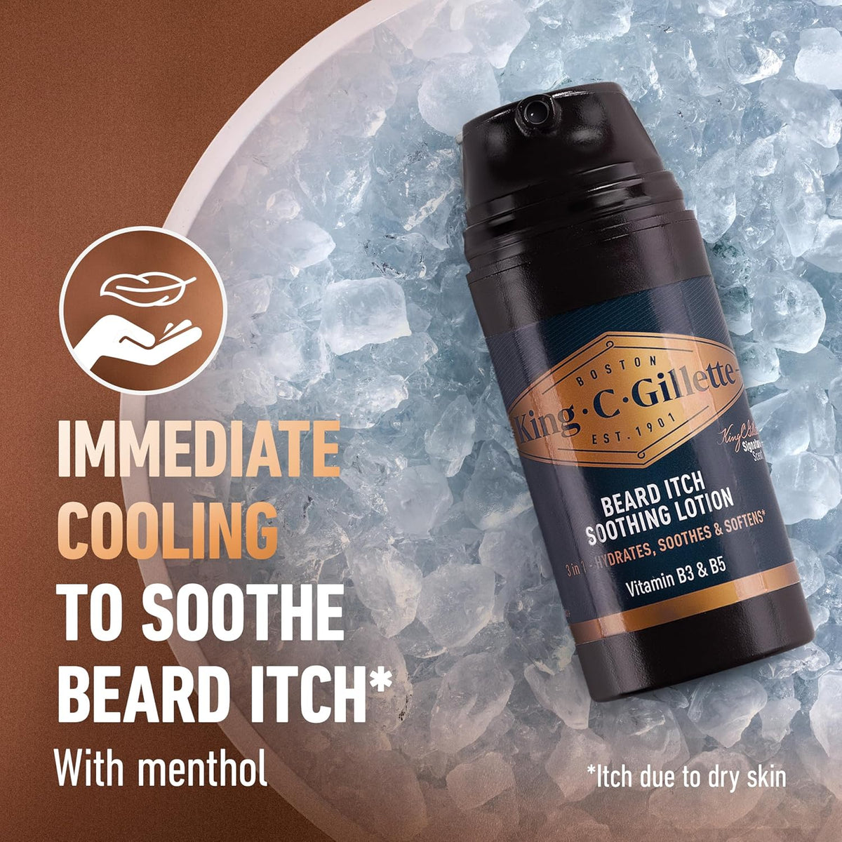 King C Gillette Beard Itch Soothing Lotion for Men with Vitamin B3 and Vitamin B5, Immediate Cooling Effect, 100ml