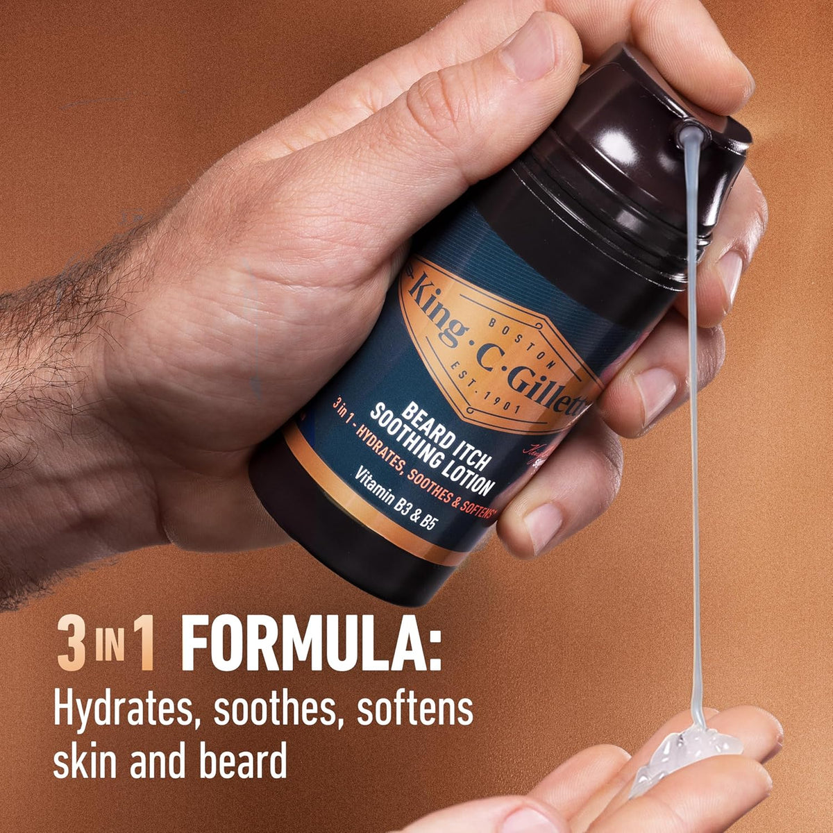 King C Gillette Beard Itch Soothing Lotion for Men with Vitamin B3 and Vitamin B5, Immediate Cooling Effect, 100ml