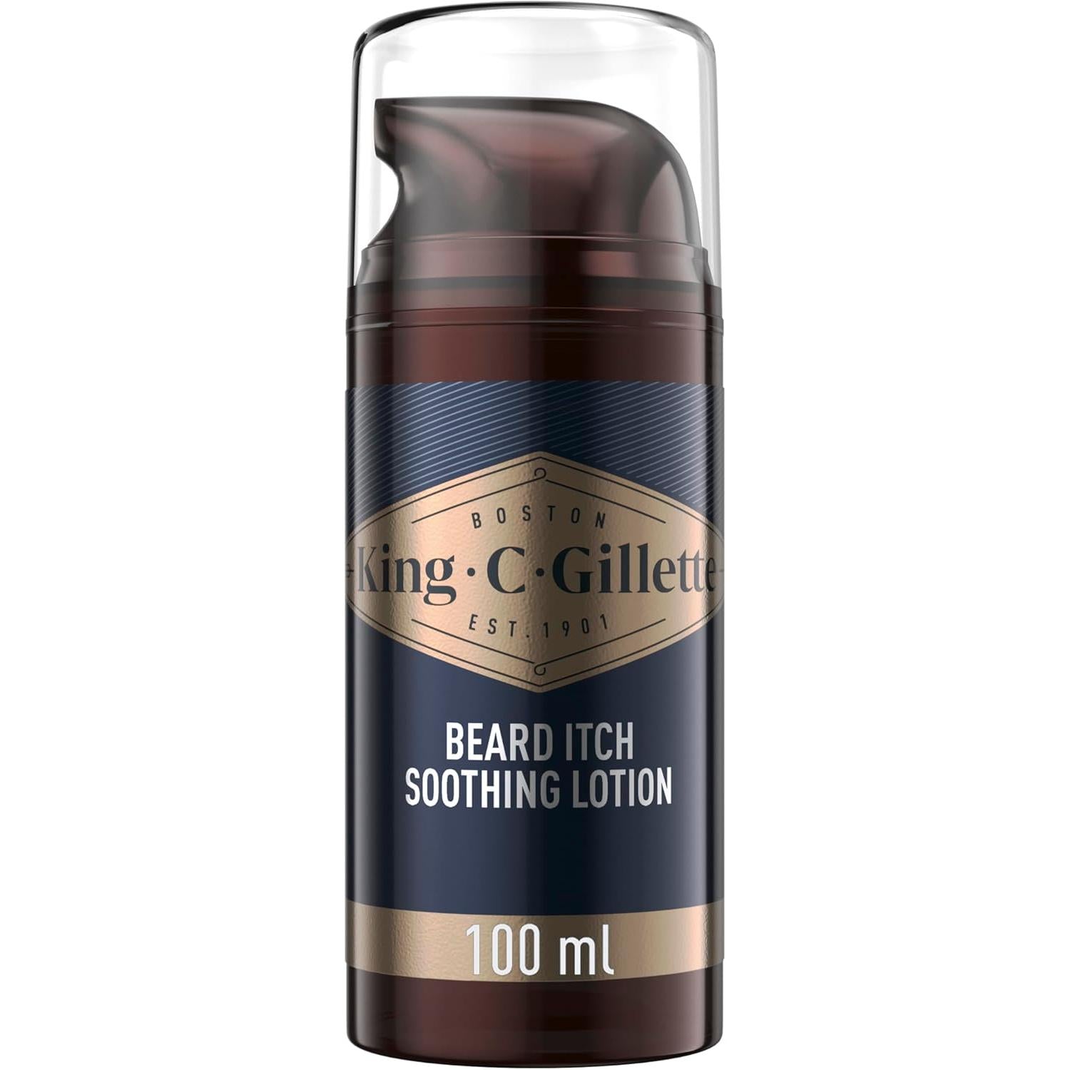King C Gillette Beard Itch Soothing Lotion for Men with Vitamin B3 and Vitamin B5, Immediate Cooling Effect, 100ml