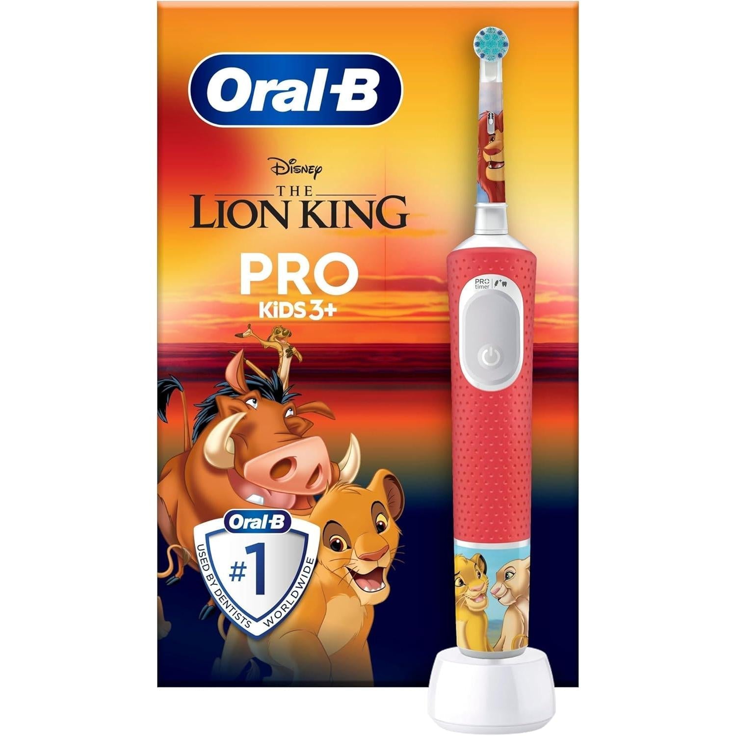 Oral-B Pro Lion King Kids Electric Toothbrush Extra Soft For Ages 3+ - Red - 4 x Lion King Stickers - Healthxpress.ie